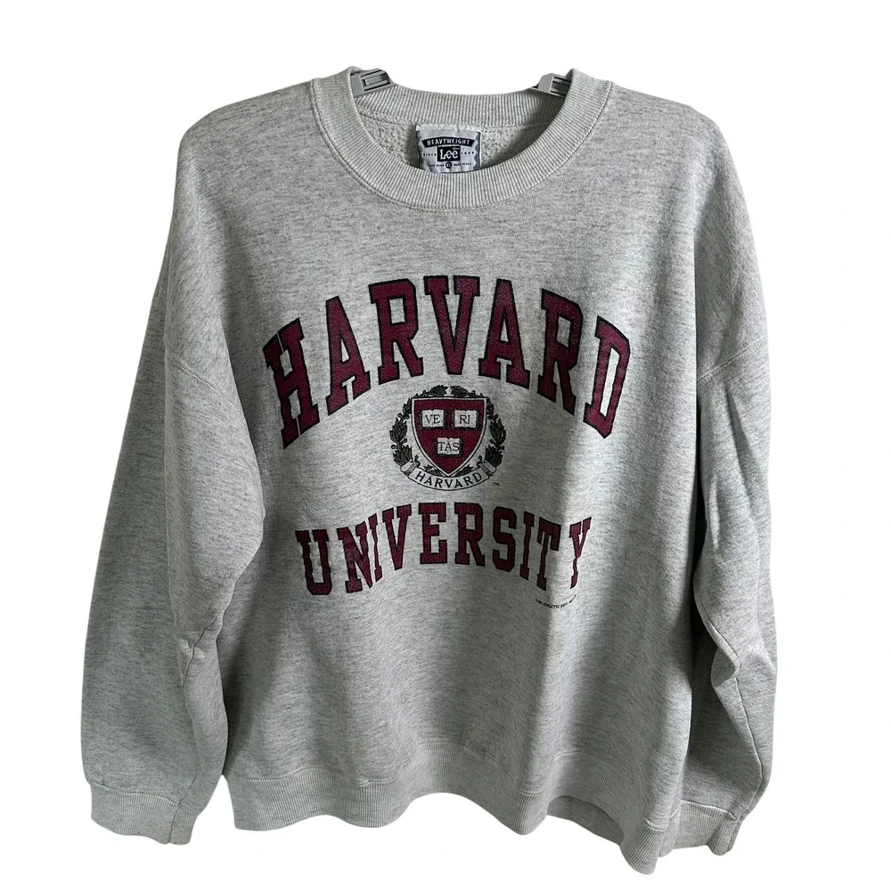 Vintage Lee Harvard University Heavyweight Sweatshirt Grey XL USA Made Classic